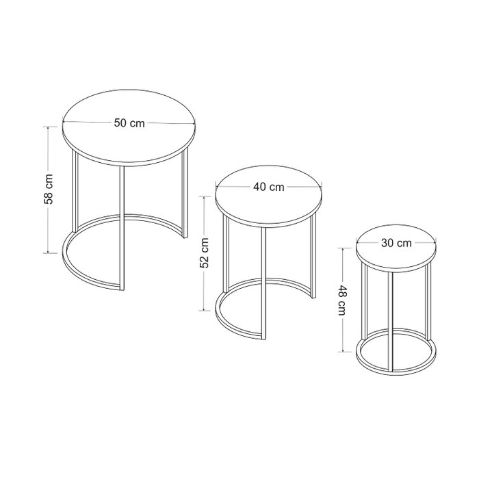 Hanah Home Gloria Juego de Mesas Nido Negro (3 Piezas) Hanah Home Gloria Juego de Mesas Nido Negro (3 Piezas)